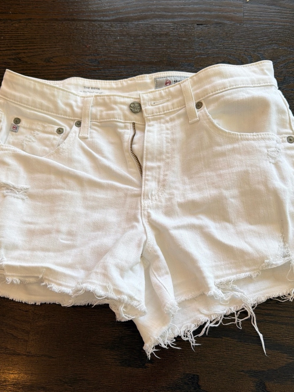 AG the BrynWhite Distressed Women's Denim Shorts